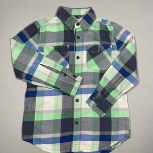 Crewcuts Boys size 8 Lime Gray Plaid flannel